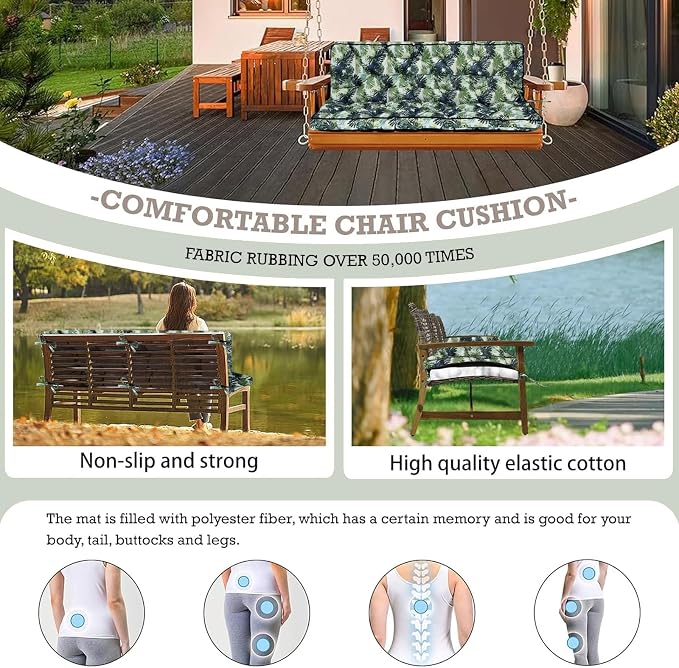 Outside Benches Cushion with Backrest, Thicken Waterproof Swing Cushions 2/3 - Image 4
