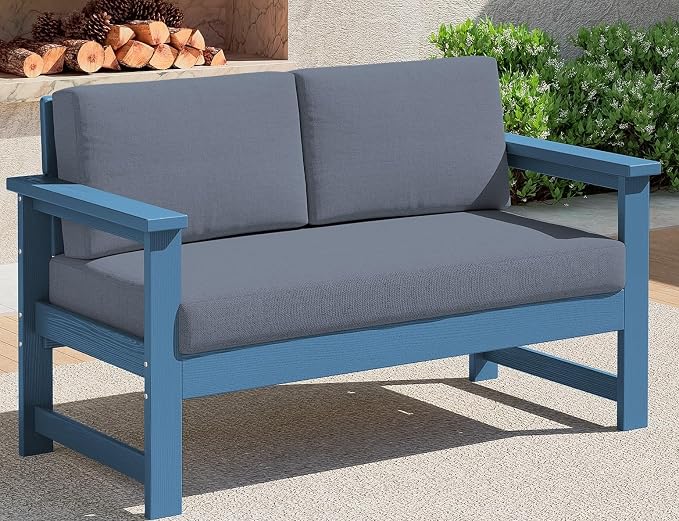 SERWALL Blue HDPE Outdoor Loveseat by SERWALL