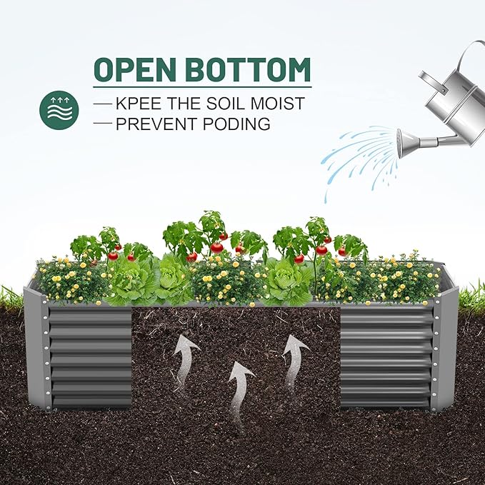 Land Guard 6×3×2 ft Galvanized Raised Garden Bed Kit, Galvanized Planter Raised - Image 3