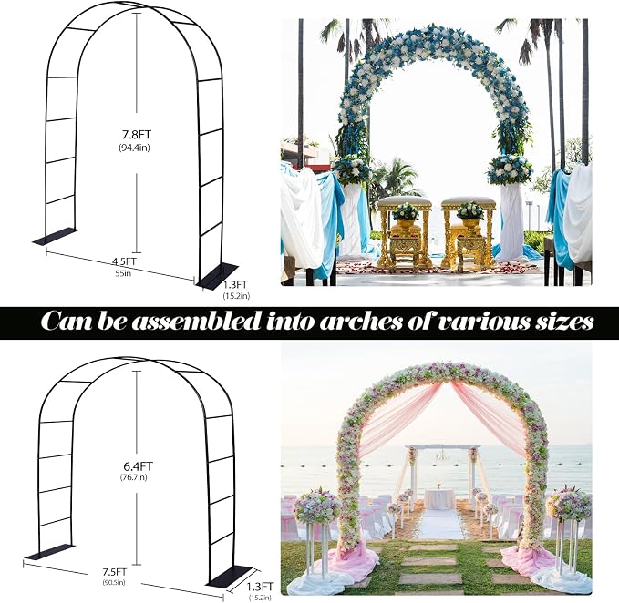 Thickened 0.7mm Tube Garden Arch Trellis, 4.6 * 7.8 or 6.4 * 7.5Ft, Metal - Image 2