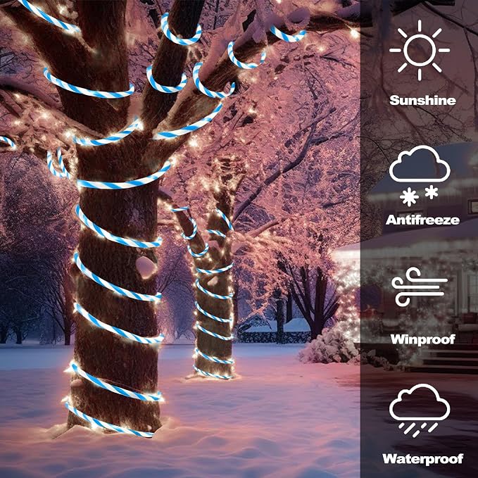 Jnaurb Christmas Candy Cane Lights, 66ft 480 LED Connectable Flexible White & - Image 5