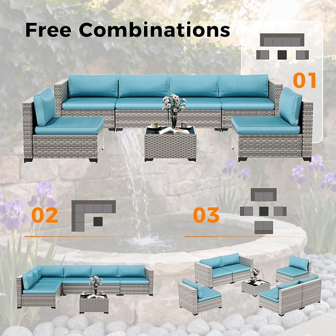 12-Seat Modular Patio Furniture Set – Outdoor Wicker Sectional Sofa - Image 7