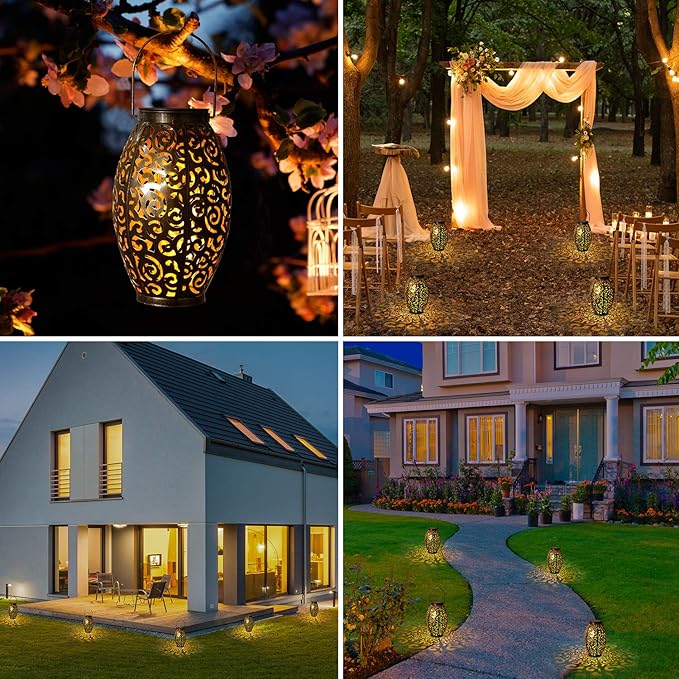 Solar Lanterns Outdoor Waterproof, 2 Pack Solar Garden Lanterns, LED Hanging - Image 6