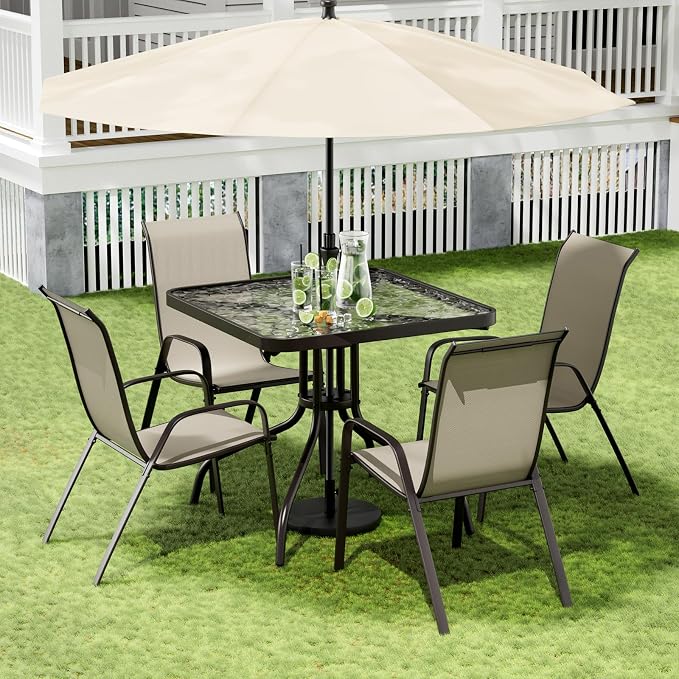 Arlopu 5 Piece Outdoor Patio Dining Set, Porch Furniture - Image 9