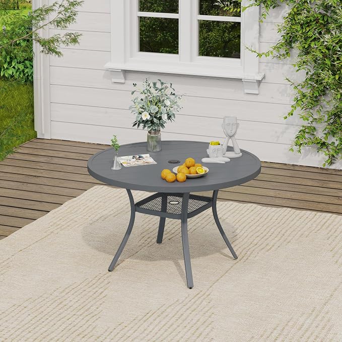 VICLLAX 47.2" Round Patio Table, Outdoor Dining Table - Image 2
