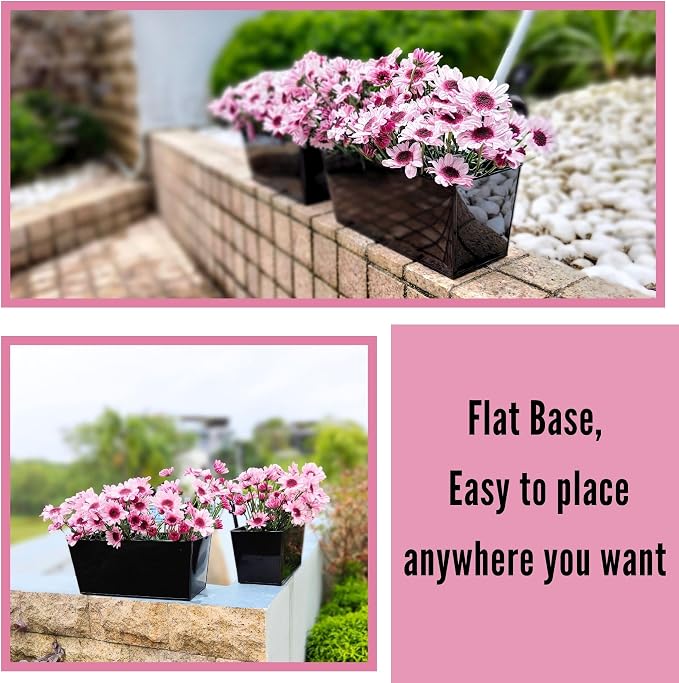 LaLaGreen Rail Planter Box Large Black Metal Hanging Flower Pots, Rectangle - Image 8