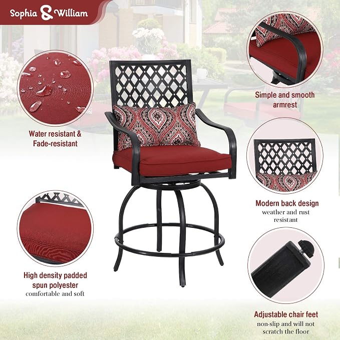 Sophia & William Patio Bar Set 5-Piece Outdoor High Dining Set - Image 2