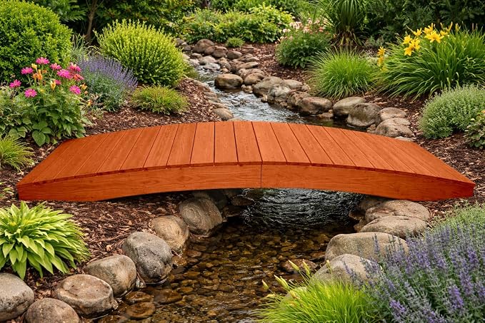 10 FT CEDAR Amish Made Pinewood Heavy Duty Garden Bridge - Image 5