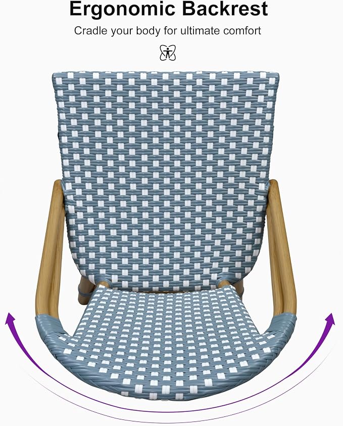 PURPLE LEAF French Counter Height Bar Stools Set of 2 Bamboo Print Finish - Image 7