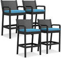 Outdoor Bar Stools Set of 4, Wicker Bar Chair by RELJOFUM
