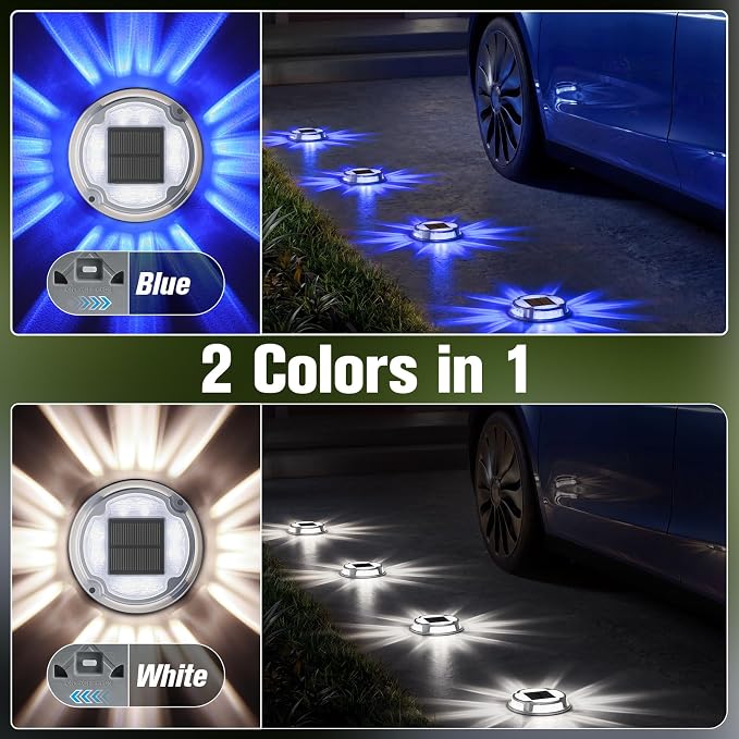 VOLISUN Solar Driveway Deck Lights Dock Marine Lights, 12 Pack Solar Ground - Image 2