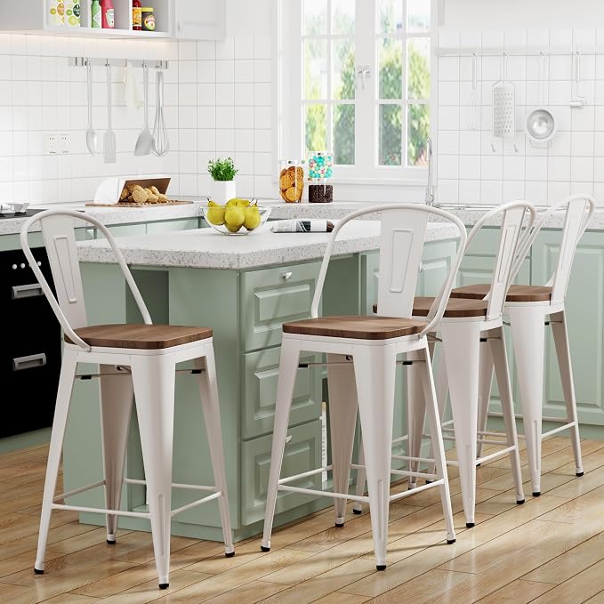 Yongqiang 24" Bar Stools Set of 4 Modern Farmhouse Counter Height Bar Chairs by lightupyourlife