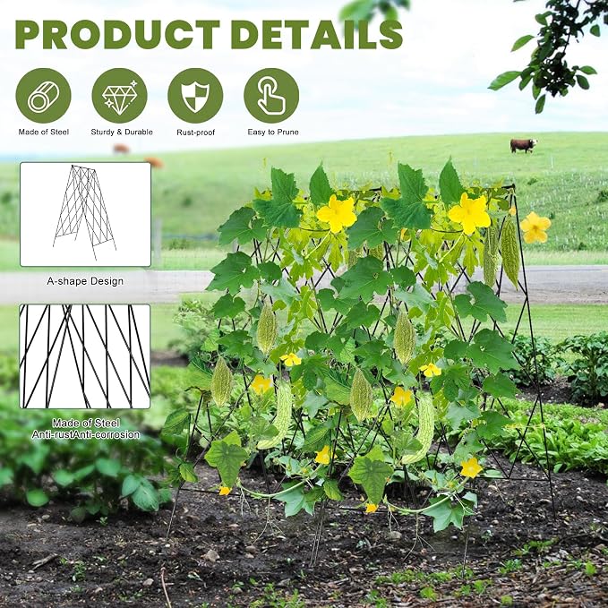 Cucumber Trellis 2 Pack, Foldable A-Frame Garden Trellis - Image 6