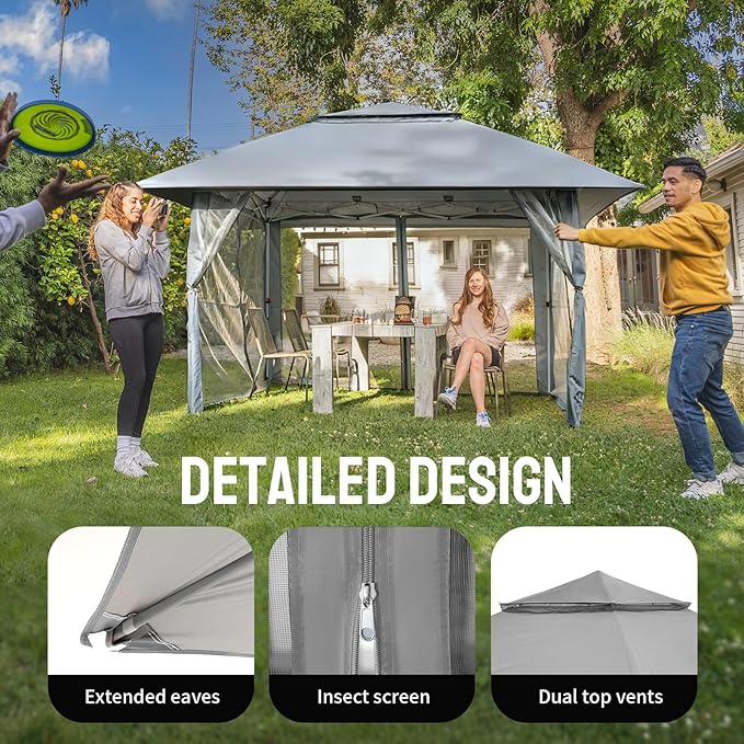 CROWN SHADES 13x13 Pop Up Gazebo, Canopy Tent, Gazebos on Clearance - Image 3