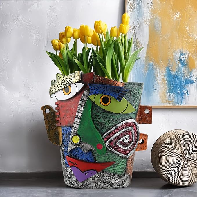 TOZLU Art Abstract Face Planters Pots Head, Unique Fun Abstract Face Flower Pot - Image 4