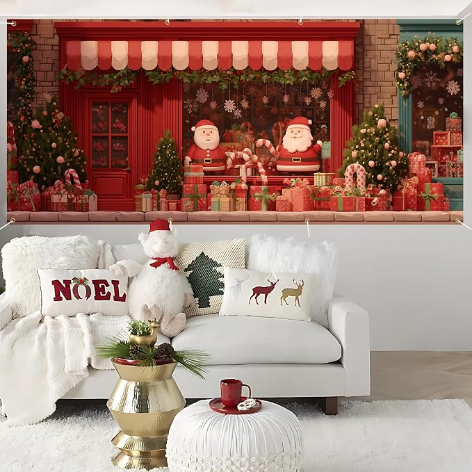 ANNA QUEEN Santa’s Christmas Shop Garage Door Banner 6 x 13FT, Santa Claus - Image 6