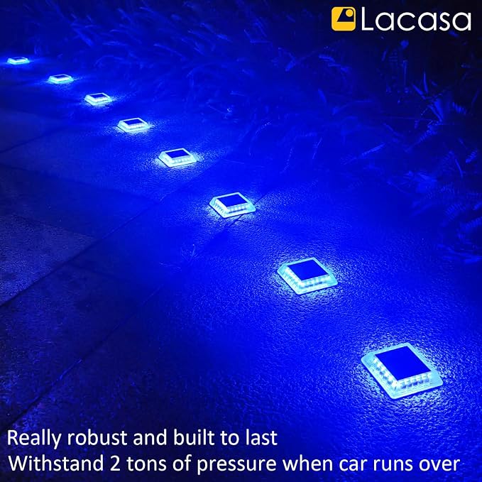 Lacasa Solar Deck Lights, 4 Pack 30LM LED Dock Lights Blue Light, Outdoor Solar - Image 2