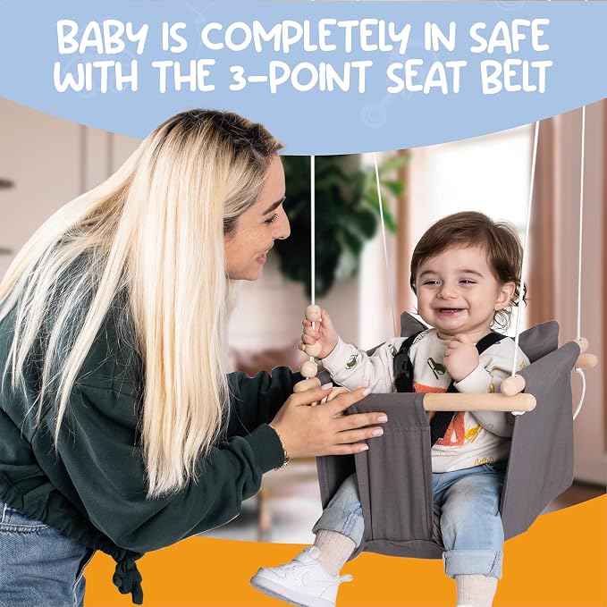 Indoor Outdoor Baby Swing with 3-Point Harness and Hardware - Image 2