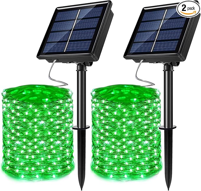 2 Pack Solar Powered Fairy String Lights Outdoor Waterproof 8 Modes Twinkle by JosMega
