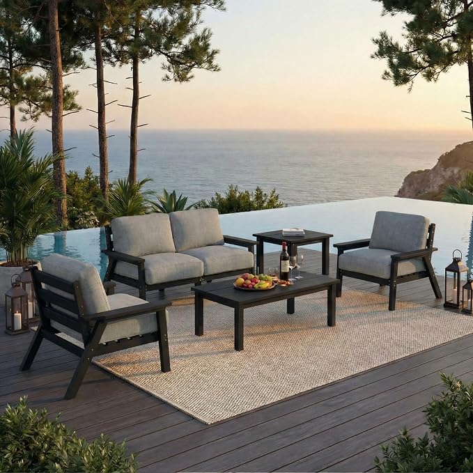 HDPE Patio Furniture Set 4 Seats, Outdoor Couch by YourPerfectOutdoorEscape