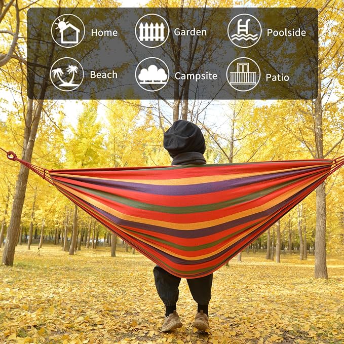 Rainbow Hammock Cotton Hammocks Comfortable Fabric Hammock - Image 3