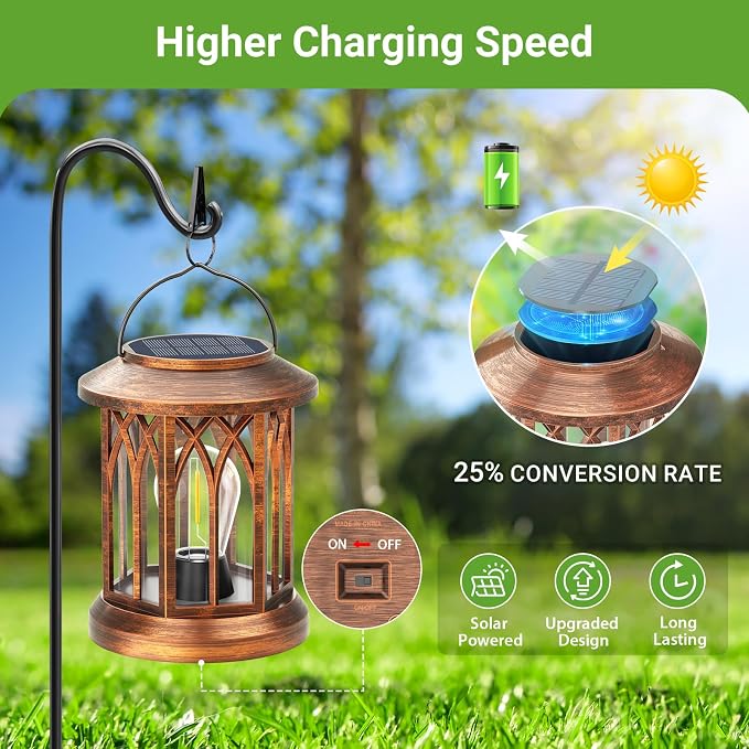 WdtPro Solar Lanterns Outdoor Hanging 6 Pack, Upgraded Bright Lantern Lights - Image 4