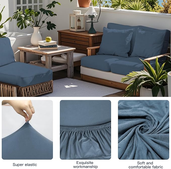 12-Piece Outdoor Cushion & Pillow Cover Set, 8 Seat Covers + 4 Pillow Covers - Image 4