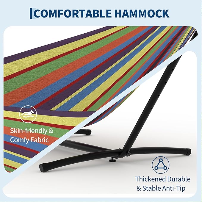 2 Person Hammocks with Stand for Outside, Double Hammocks Portable Space Saving - Image 7