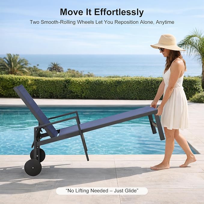 PURPLE LEAF 2 Pieces Outdoor Chaise Lounge Aluminum Patio Lounge Chair - Image 4