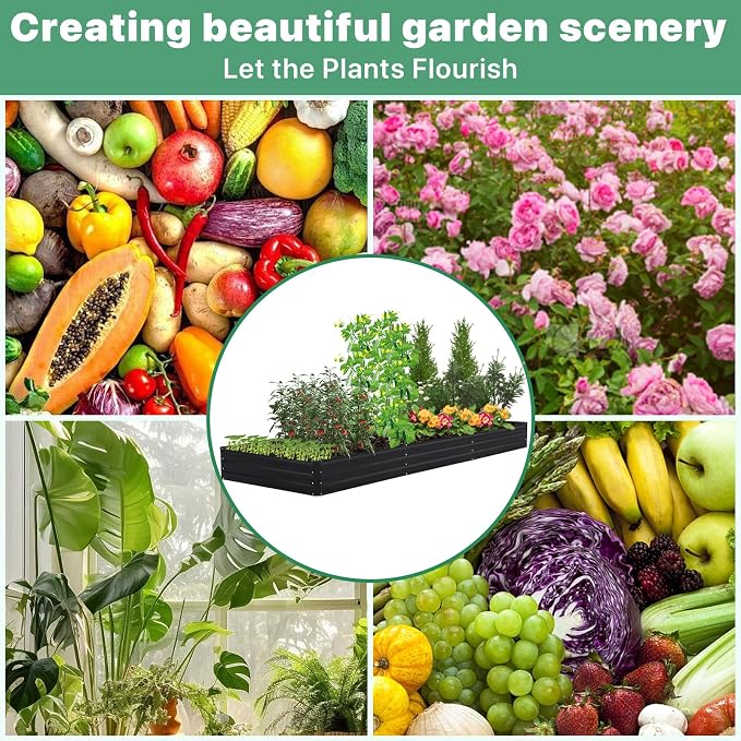 12×4×1ft Galvanized Metal Raised Garden Bed, Metal Planter Kit Box Outdoor - Image 5