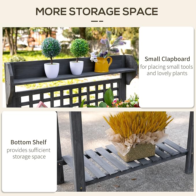Outsunny Outdoor Potting Bench Table, Wooden Workstation - Image 4