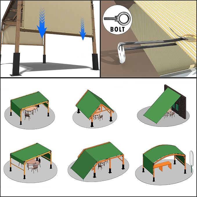 Amgo 8' x 16' Outdoor Pergola Shade Cover Replacement Canopy, 90% UV Block - Image 2