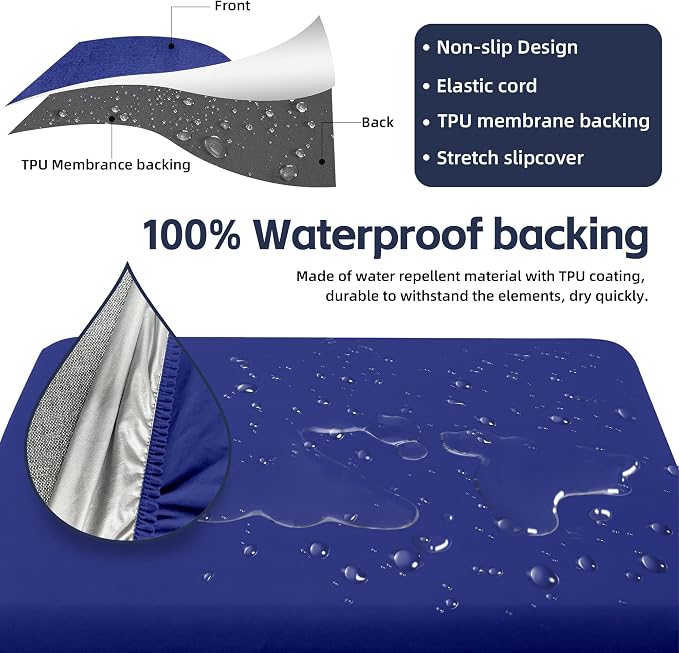 8Pcs Patio Cushion Covers, Outdoor Cushions Covers, Stretch Cushion Covers - Image 4