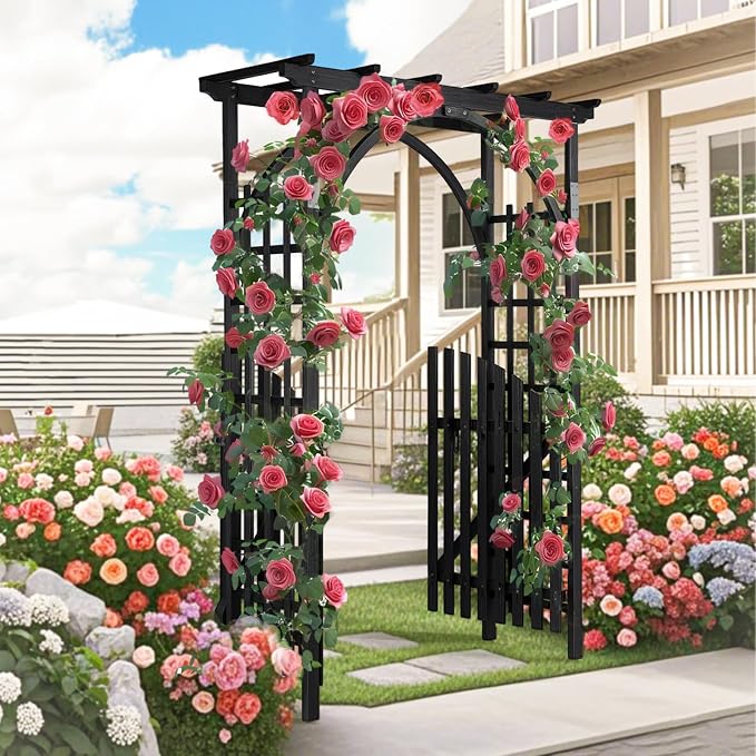 VINGLI 85in Wooden Arbor, Garden Arbor Wedding Arch - Image 2