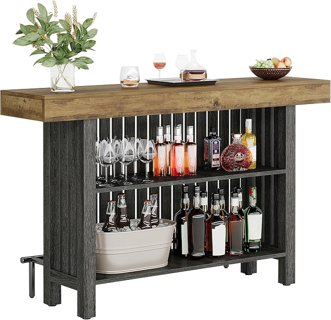 Tribesigns Bar Table with Storage Shelf, 63-Inch Large Mini Pub Table with - Image 9