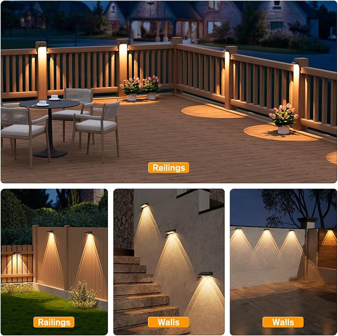 NIORSUN Solar Fence Lights, 12 Pack Deck Light, Led Lights Warm White Outdoor - Image 7