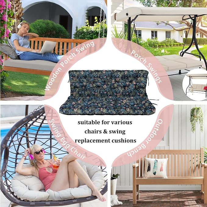 2-3 Seat Swing Replacement Cushion, Outdoor Bench Cushions - Image 7