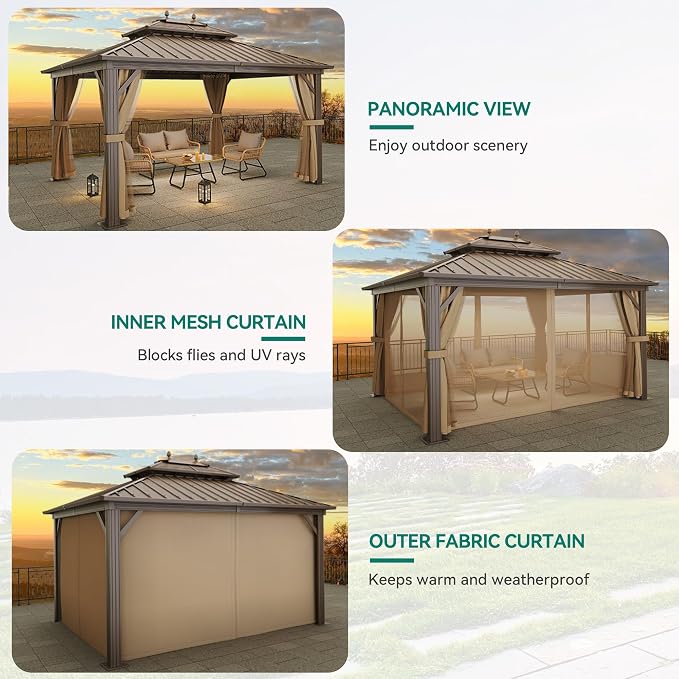 YITAHOME 10x12ft Outdoor Hard top Gazebo - Image 4