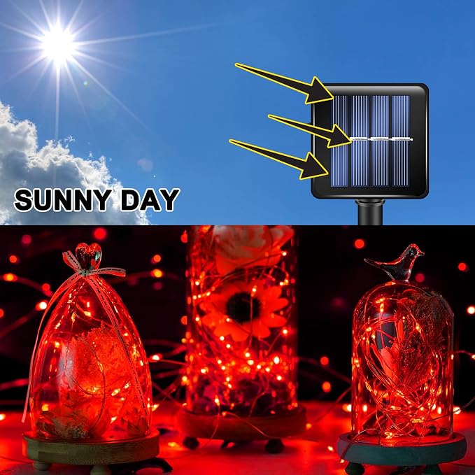 TW SHINE Red Solar String Lights Outdoor, Total 80 FT 240 LED Solar Powered - Image 2
