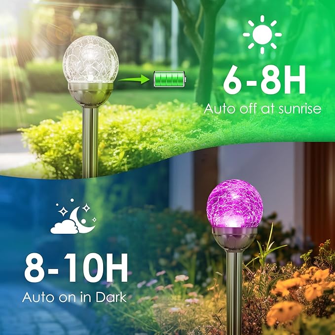 SOLPEX Solar Garden Lights Outdoor, 3 Pack Multi-Color Changing&White 2 Modes - Image 5