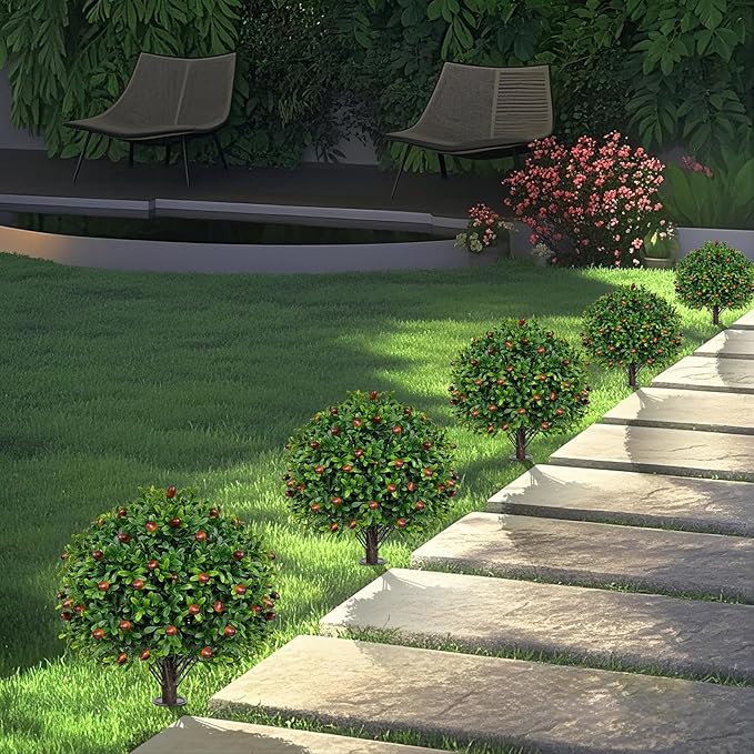 2 Pack Artificial Olive Topiary Tree, Artificial Shrub Bushes - Image 5