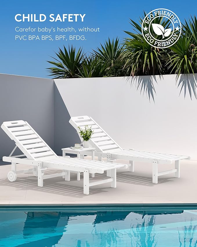 SERWALL Outdoor Chaise Lounge Chair, Pool Lounge Chair - Image 8