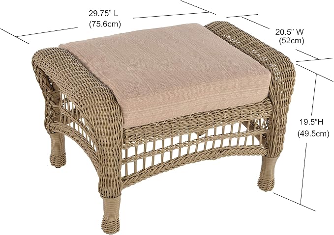 Saturn Collection Outdoor Garden Patio Ottoman Light Brown - Image 2