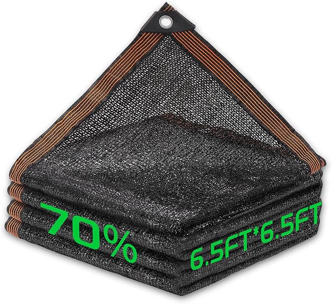 70% Shade Cloth, 6.5FTx6.5FT HDPE Mesh Tarp by Homiton