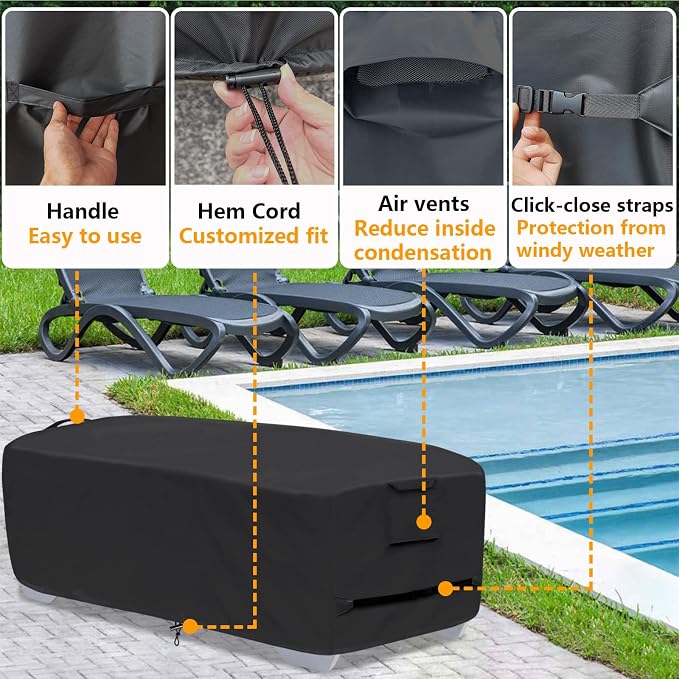 Outdoor Lounge Chair Covers for 4-6 Stackable Patio Chaise Lounge Chairs - Image 5