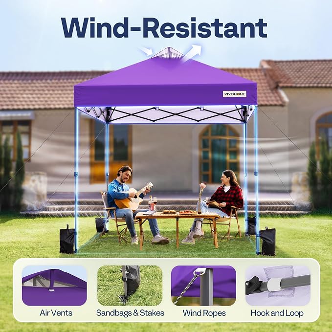 VIVOHOME 8x8ft Pop Up Canopy Tent One Push Setup Outdoor Portable Shelter Tent - Image 6