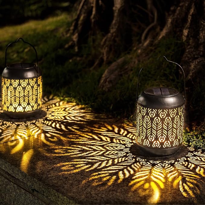 LeiDrail Solar Lantern Outdoor Hanging Lanterns Garden Metal Decorative Light - Image 6