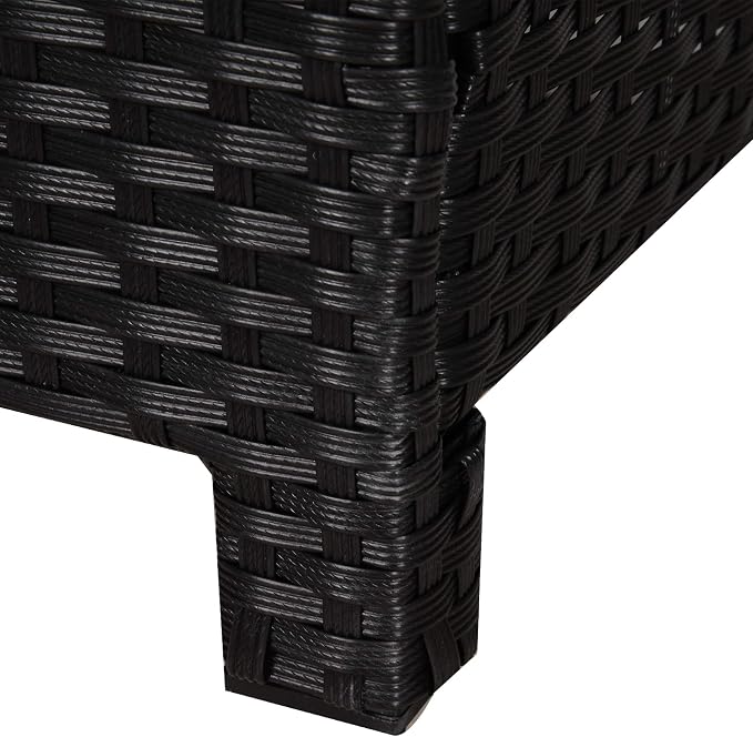 Outsunny 20" Patio Wicker Ottoman, Additional Seating, Side Table - Image 8