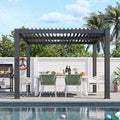 Aoxun Louvered Pergola 10' x 10' 96S Outdoor Metal Pergola by Aoxun