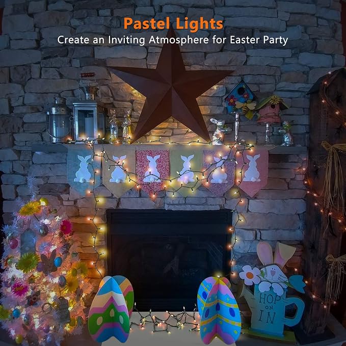 BrizLabs Easter Lights String, 34.8ft 150 Count Pastel Lights Connectable - Image 8